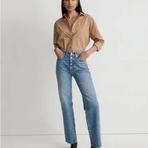 Madewell The Perfect Vintage Straight Jean in Delafield Wash: Button-Fly Edition